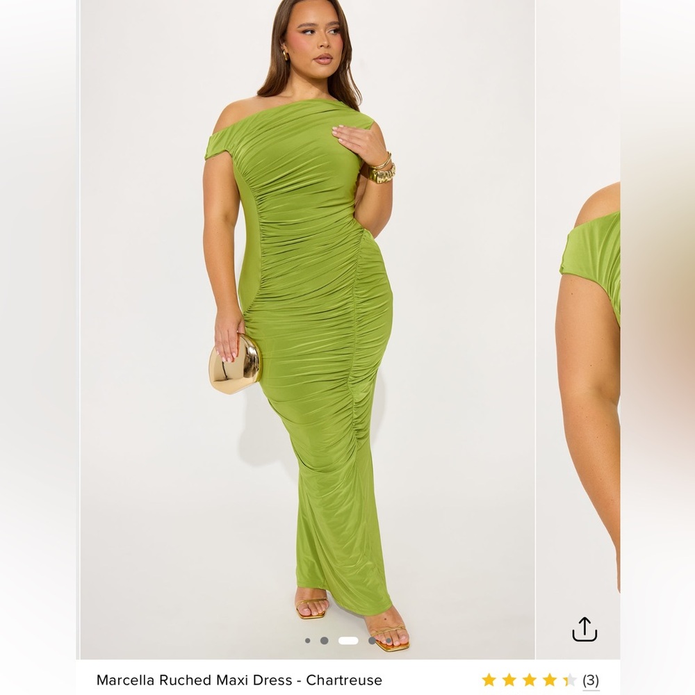 Fashion Nova One Shoulder Ruched Dress - Chartreuse